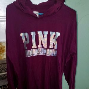 PINK by Victoria Secret long sleeve hooded top, L